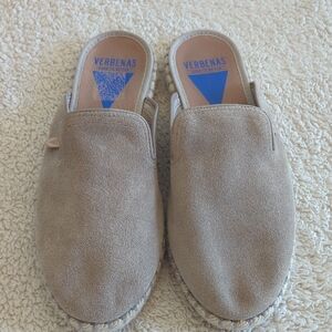 CeliaB Neutral Taupe Suede Espadrille Mule